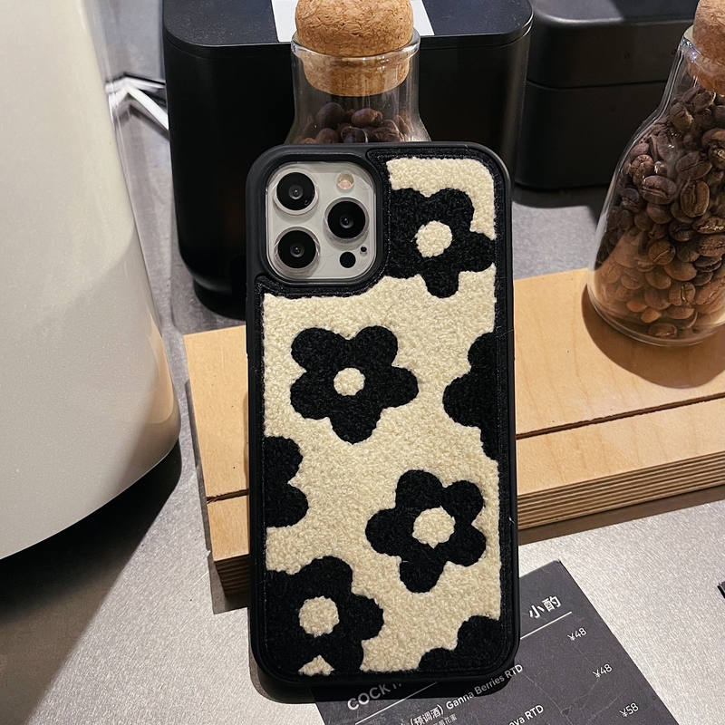 best iphone 13 pro max case Korean Retro Fuzzy Plush Flowers Pattern Phone Case For iPhone 11 12 13 Pro Xs Max X XR 7 8 Plus SE Winter Soft Shockproof Cover iphone 13 pro max case leather