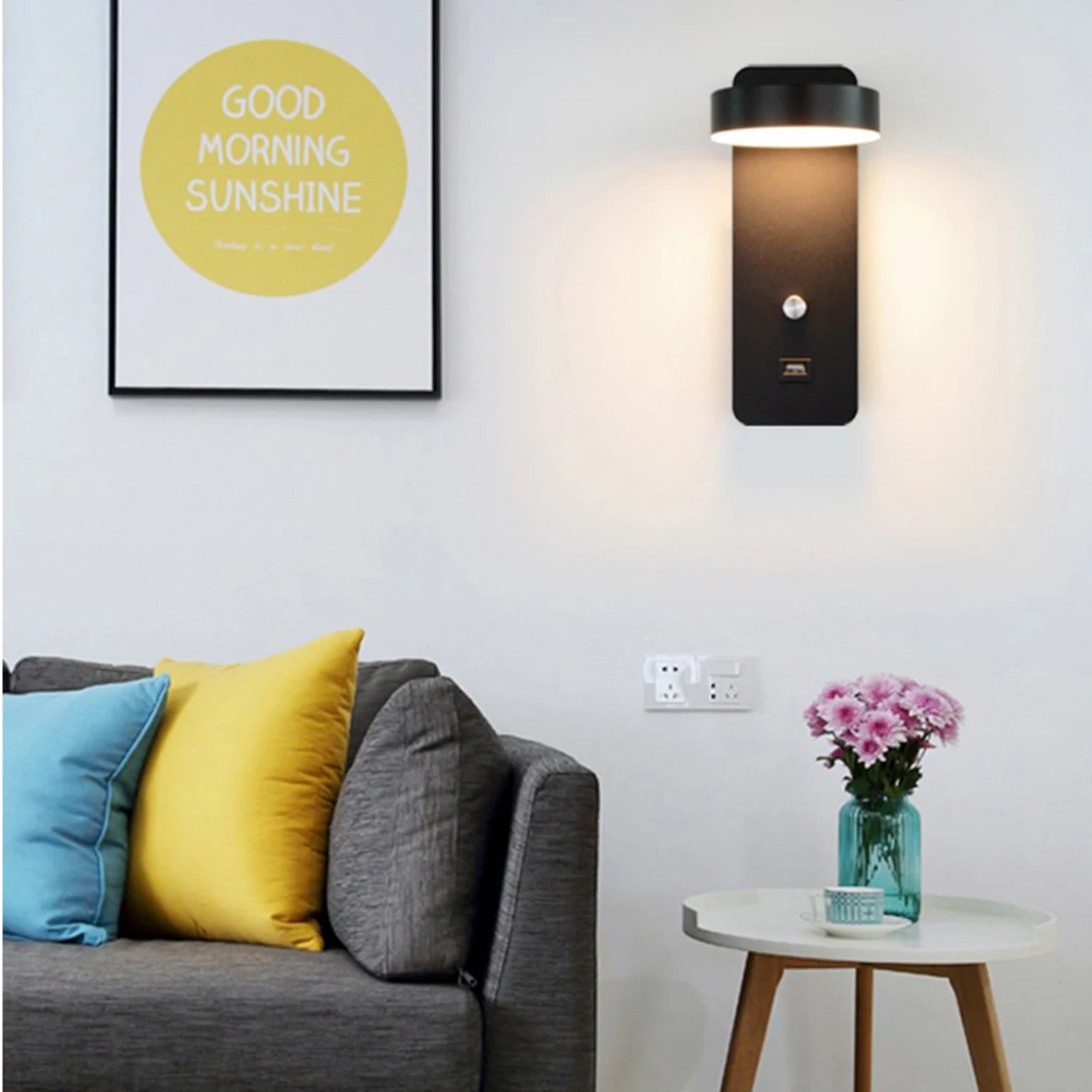 Led Indoor Wall Lamps Rotation Dimming Switch Wall Light Modern Home Bedroom Bedside Wall Sconce Livingroom Luminaire