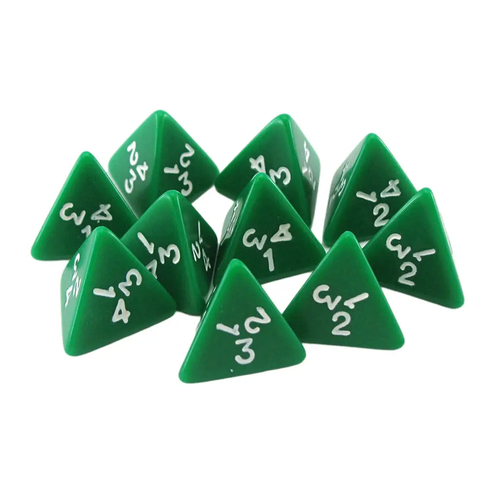 Set of 10 Acrylic D4 Dice Educational Toy PropsBoard Game for Dnd Rpg Mtg Adults Game