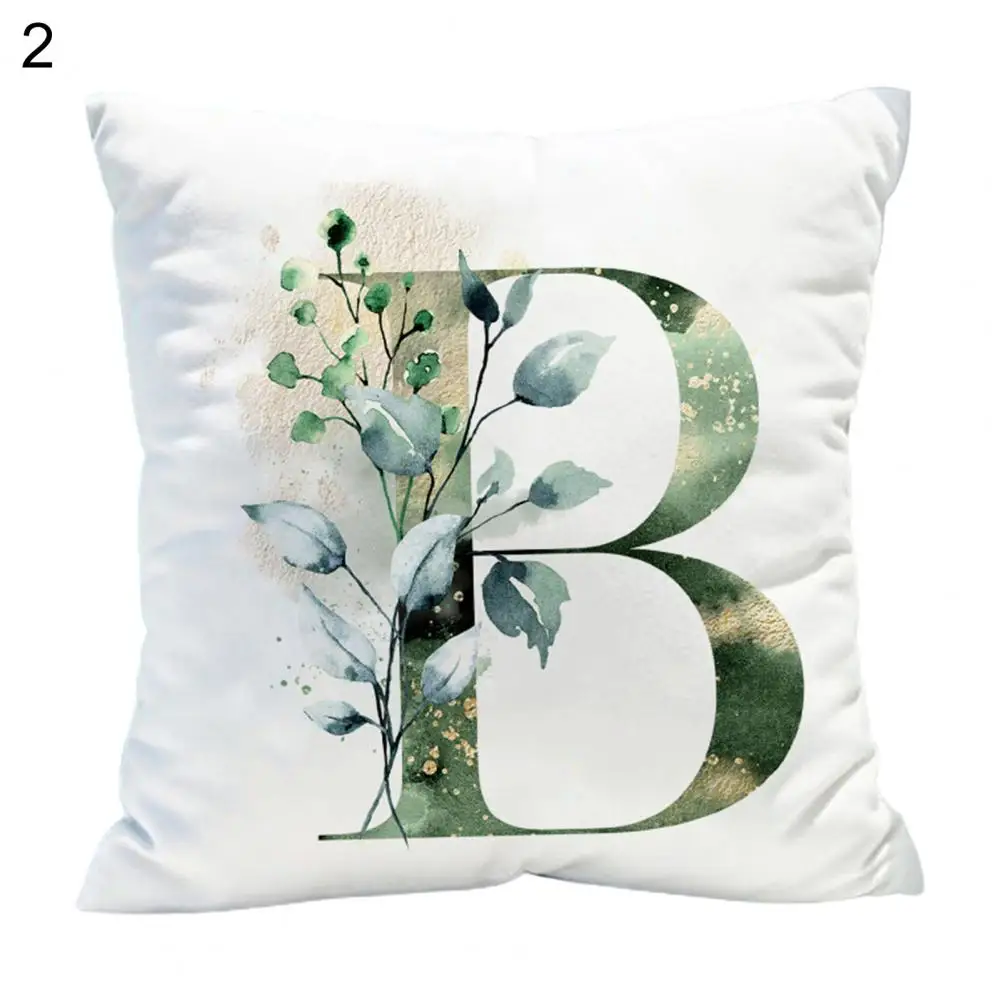 chair cushions Plant Letter Printed Cushion Cover Wear-resistant Polyester Elegant  Pillowcover bedroom Throw Pillows Cover for Home Decor blue cushions