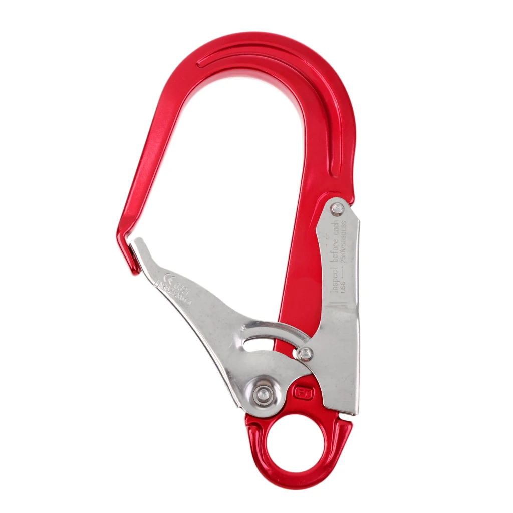 Outdoor 25KN Heavy Duty Rock Climbing Fall Protection Safety Lanyard Snap Clip Hook Blue/Red for Mountaineer Rappelling Camping