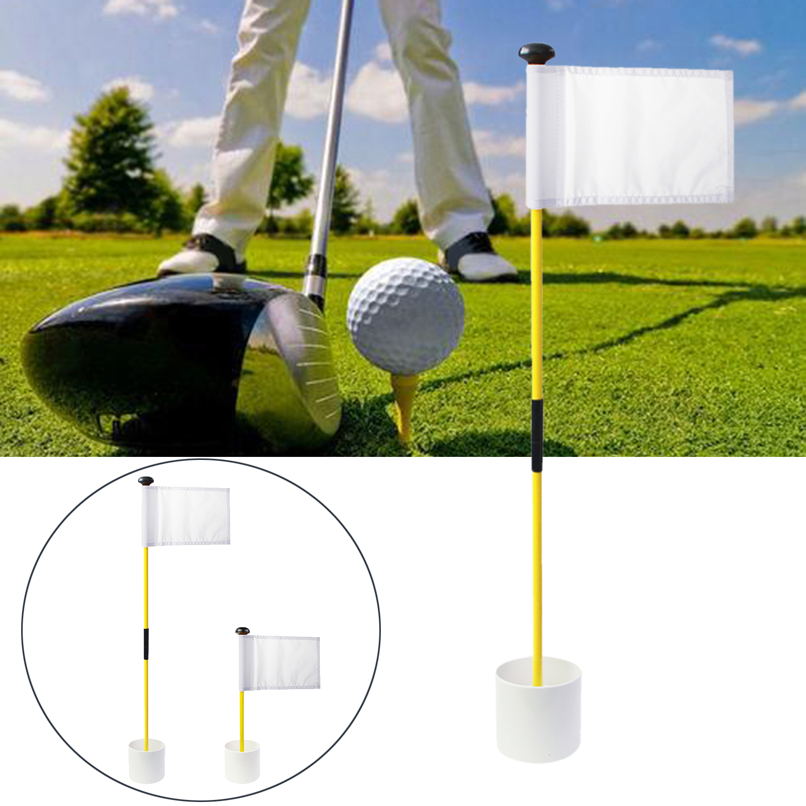 Premium Golf Flag Stick Backyard Garden Cup Folding Flagstick Practice Set