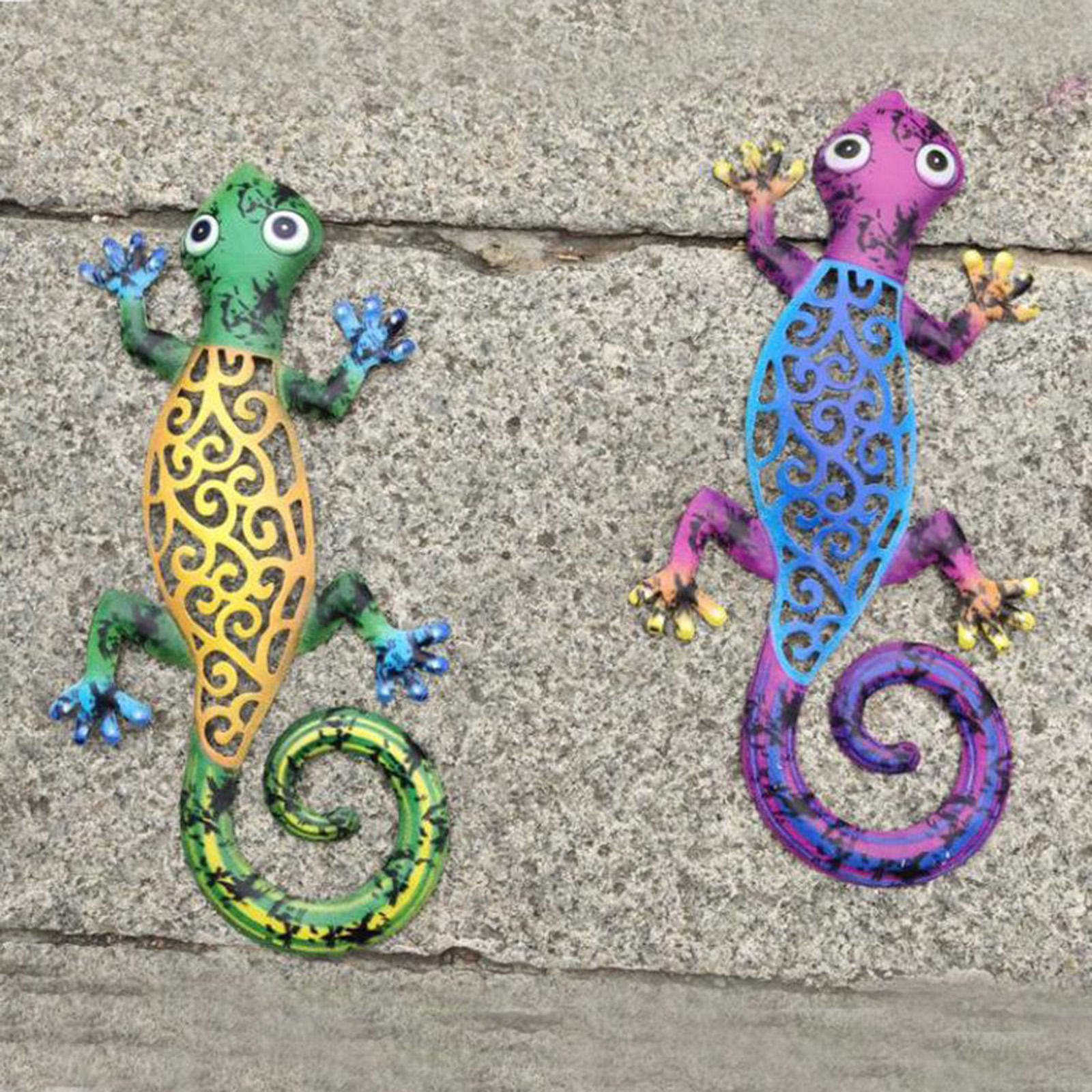 Gecko Wall Art Ornament Metal Geckos Lizard Wall Han ging Artwork