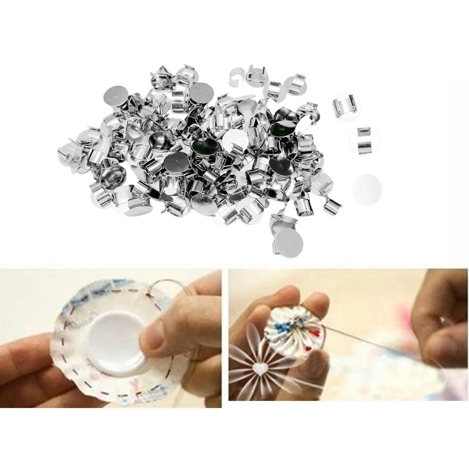100 Pieces Hair Clip Base DIY Craft Mental Silver Buckle for Elastic Band Rope Wristband Hair Ring Findings Accessories Women