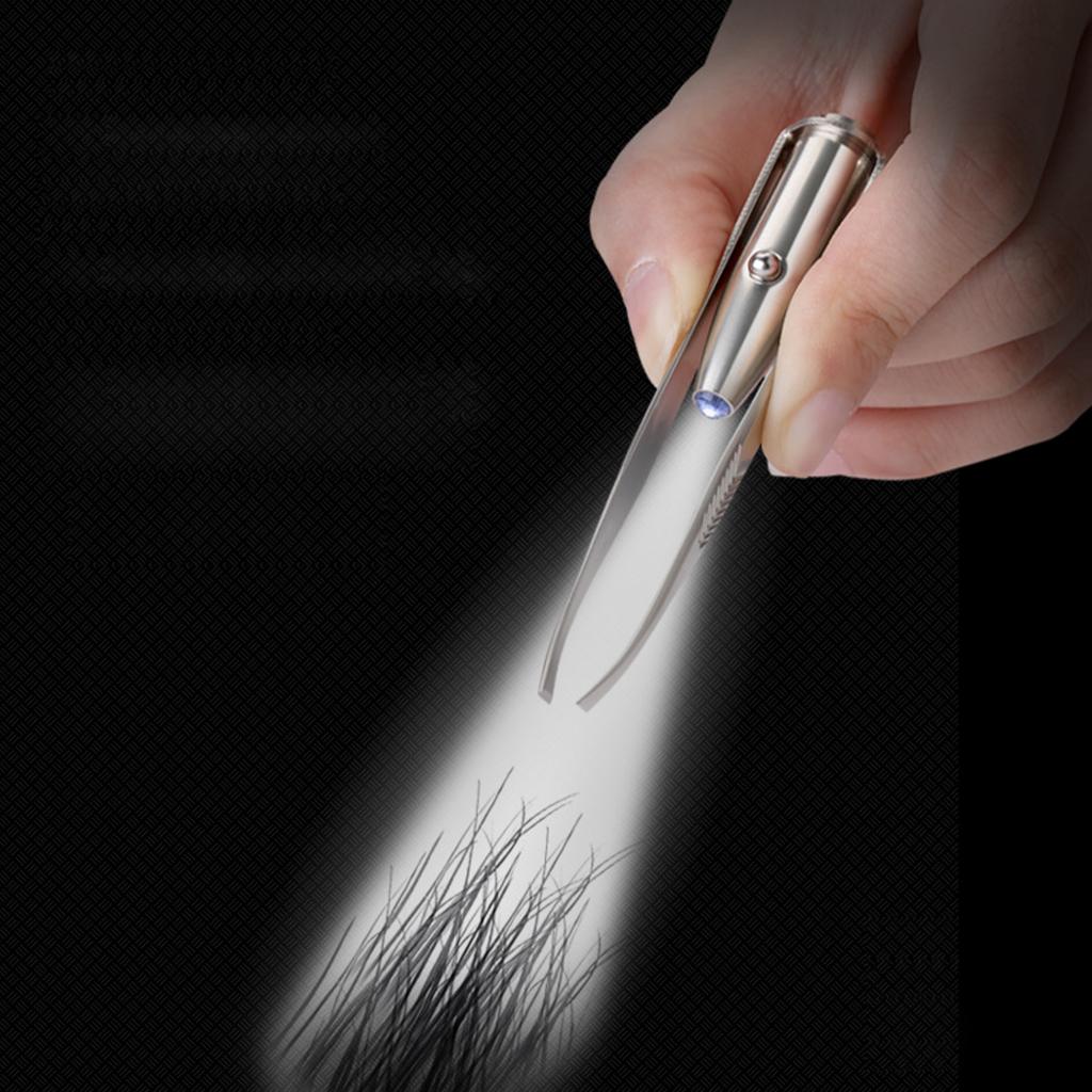 LED Tweezers Stainless Steel Eyebrow Tweezers Eyelash Eyebrow Remover Tool