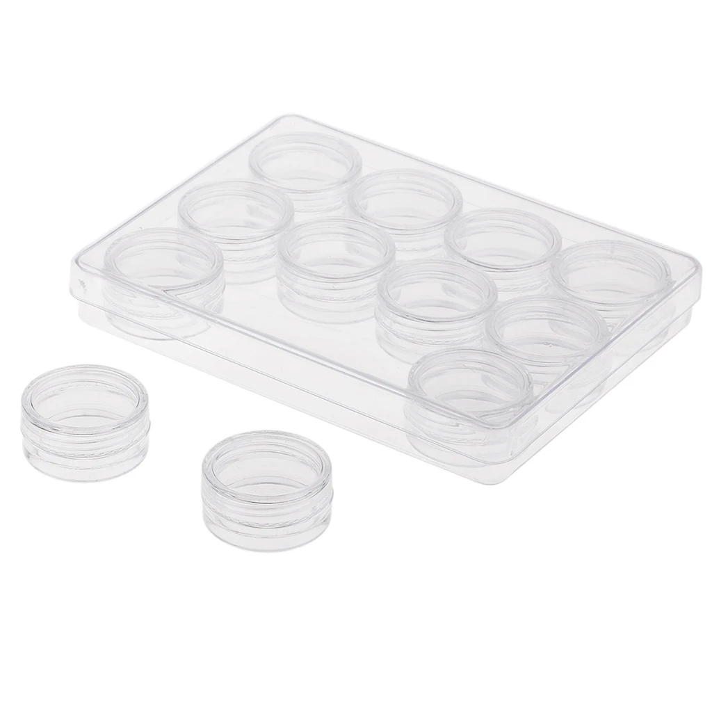 12 Grid Round Clear Jars for Cosmetics,Beads, Nail Art Storage Container Box