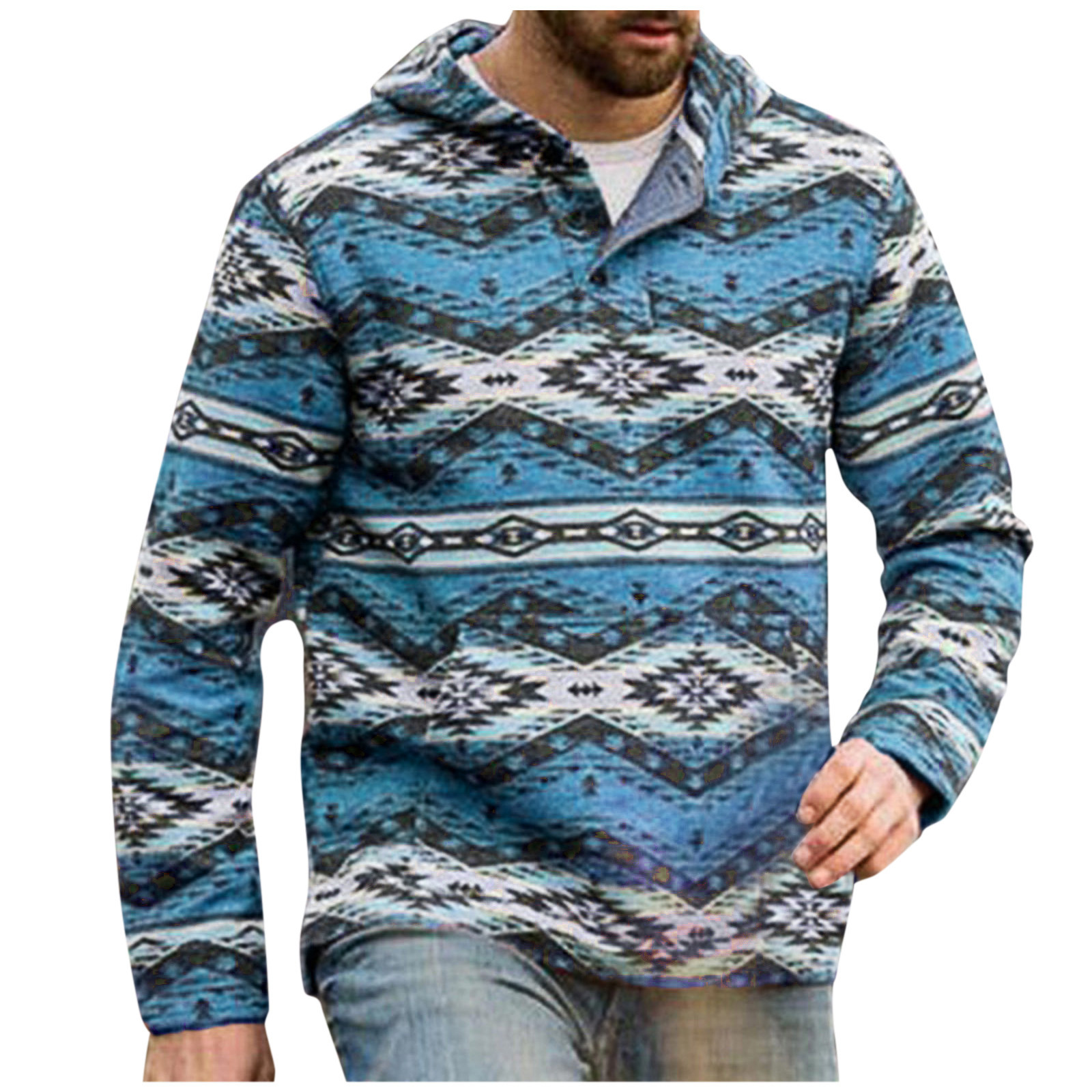 mens ethnic print pullover