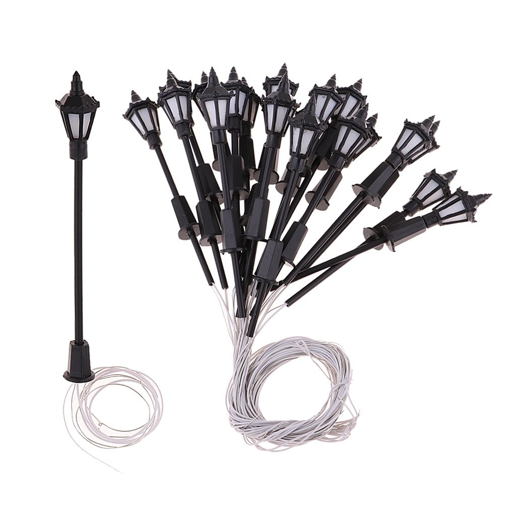 Set of 20 H0 1: 100 Mini Model Railway Train Lamppost LED Street Lights # 2