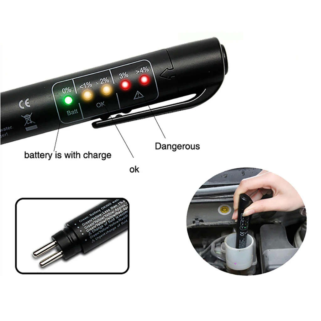 Universal Auto Brake Fluid Oil Moisture Pen LED Test Indicator Pen