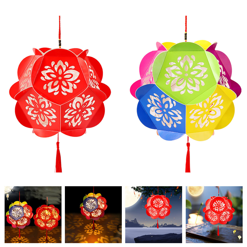 Flower 3D Puzzle Lantern Good Luck Ornament DIY Paper Art Lucky Charm Chinese New Year Decoration with Lights