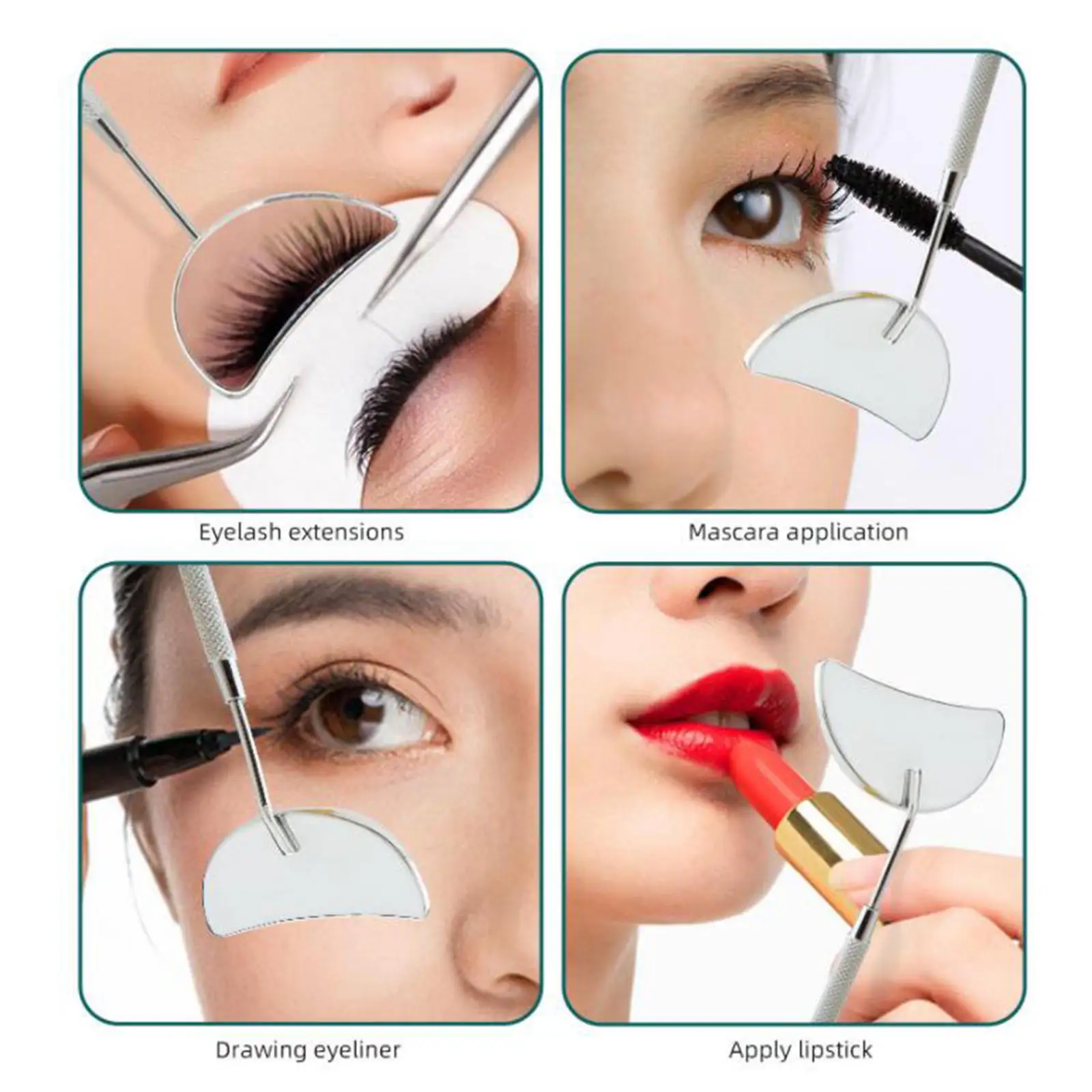 Lash Mirror Professional Finishing for Accessories Observing Small Details Half Moon Stainless Steel Matte Lash Mirror