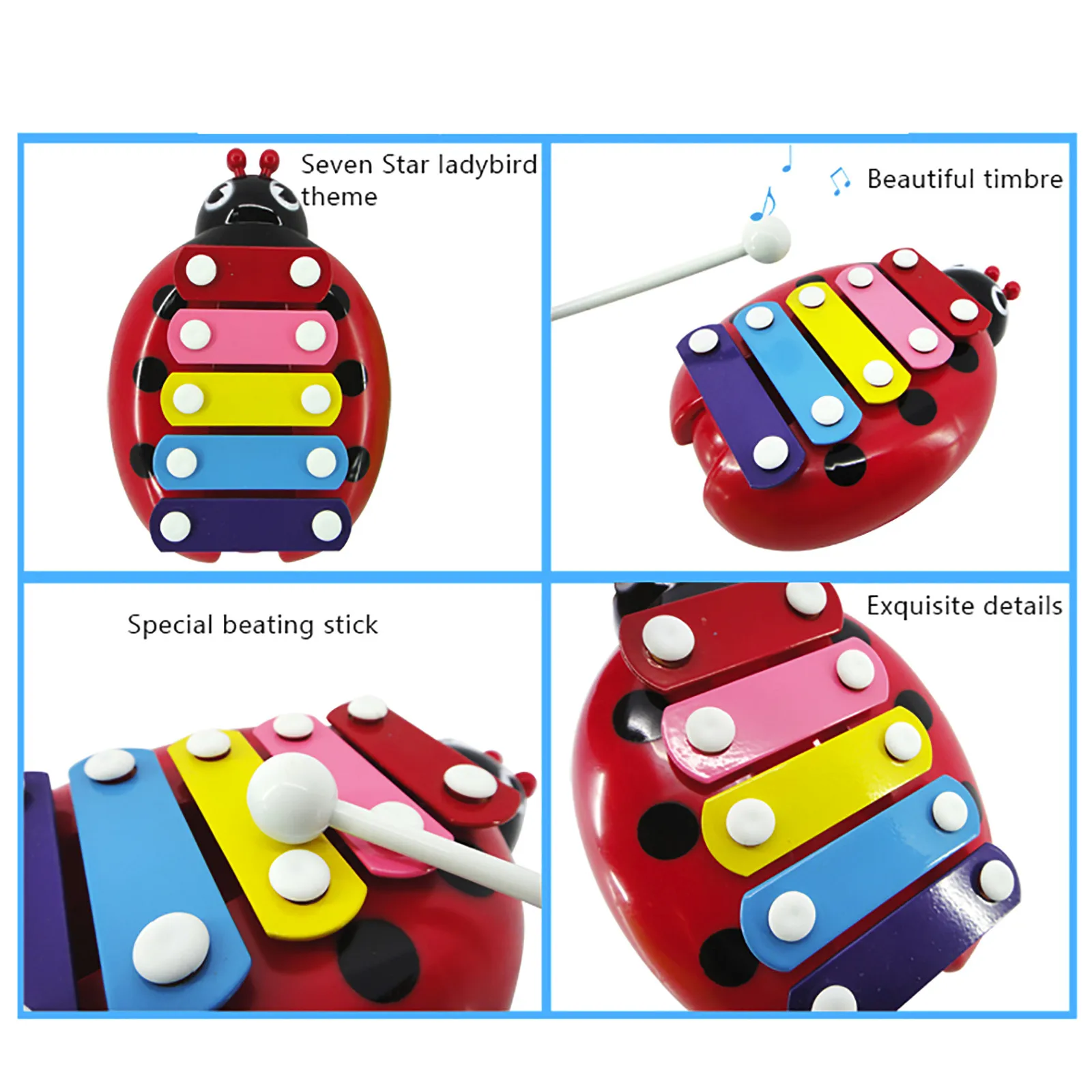 5-Note Xylophone Musical Toy Beetle Design Kids Child Toy Early Education U7H2 