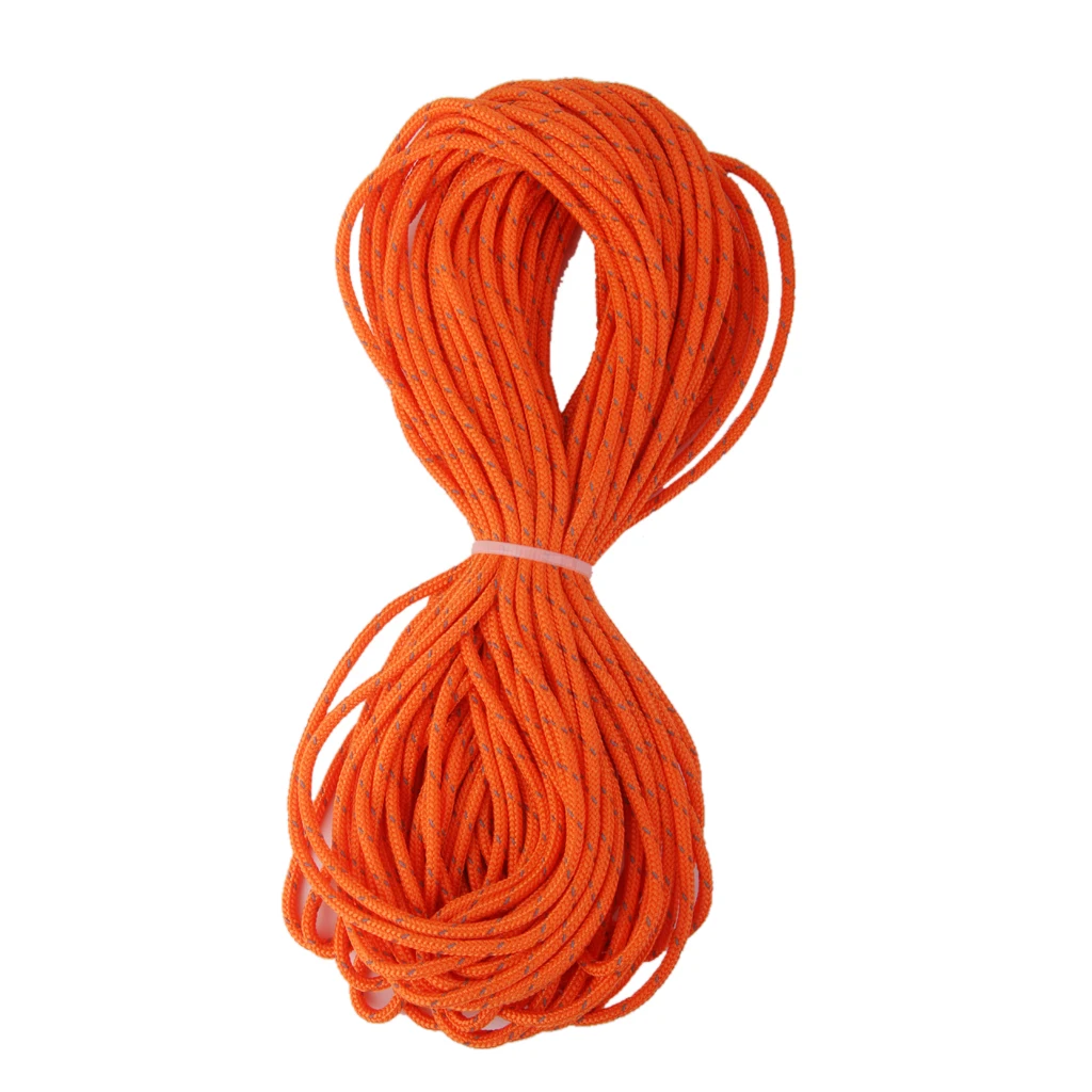 3mm Orange Reflective Tent Guy Line Rope Camping Cord Paracord 20M