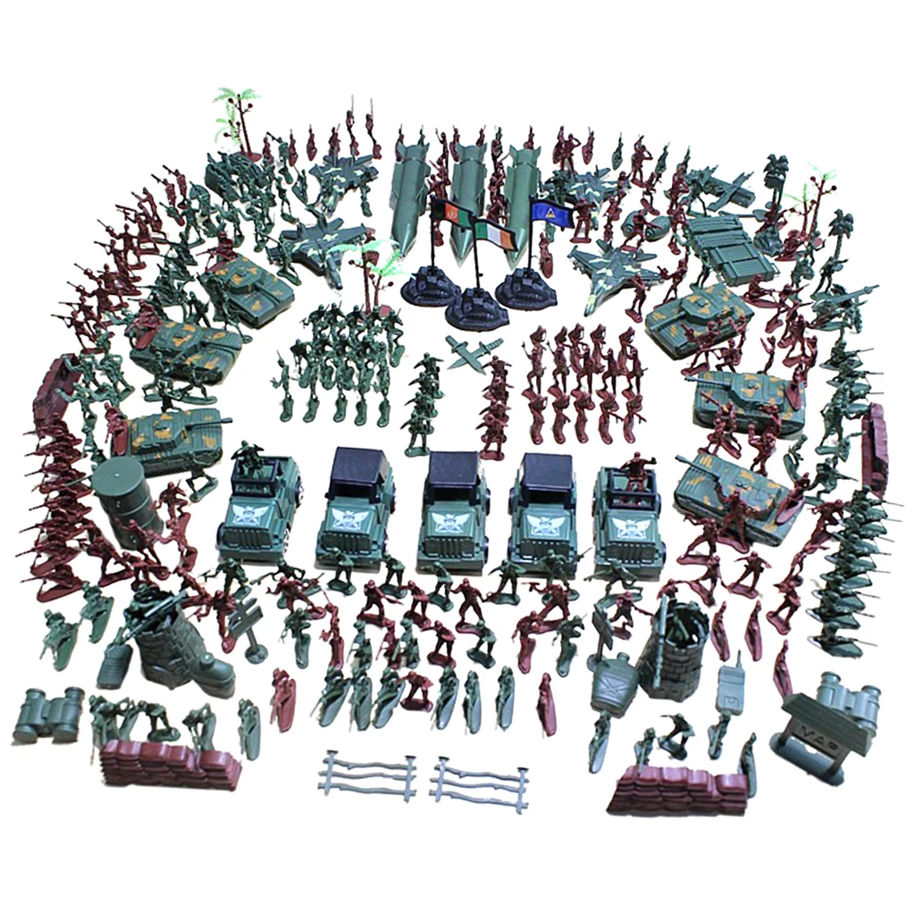 4cm Action Figures Army Men Soldier Military Playset with Vehicles 307pcs 