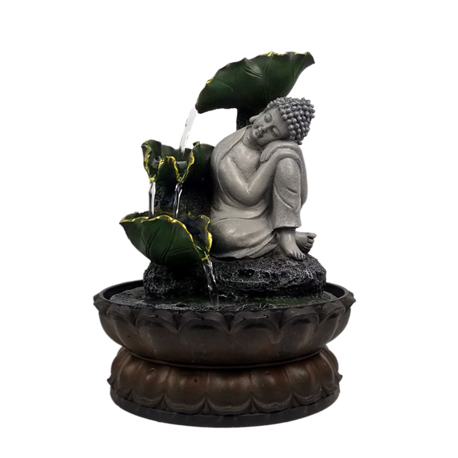 Buddha Tabletop Fountain Resin Landscape Sculpture Feng Shui for Indoor Desk