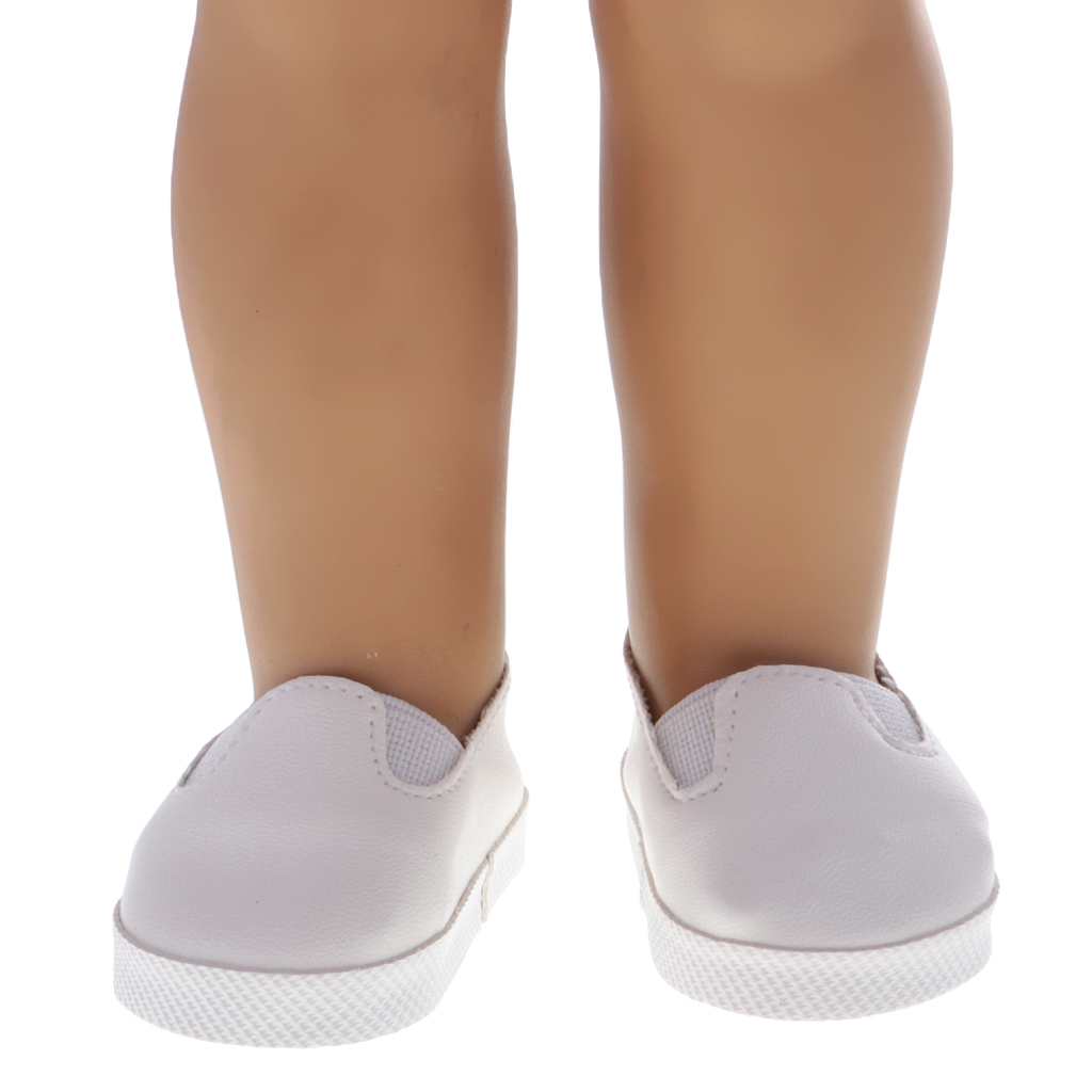 Trendy White PU Leather Slip-on Shoes for 18'' AG American Doll Doll Accessory
