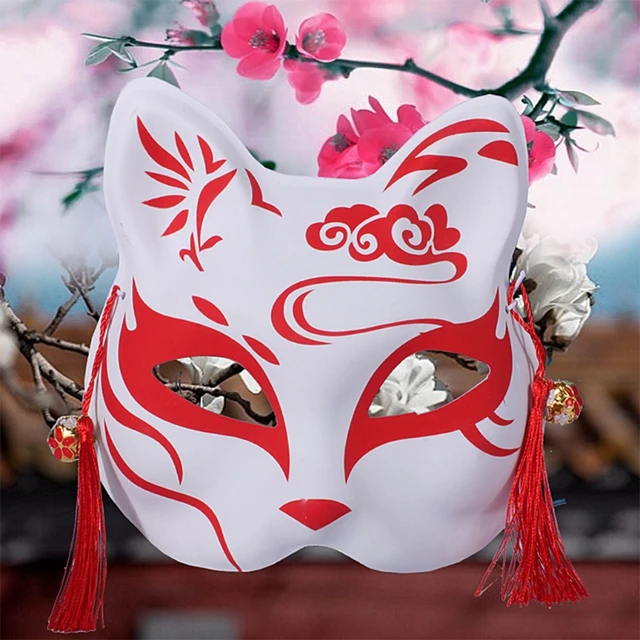 Masque demi-visage Foxes chats japonais Kabuki Kitsune, pour
