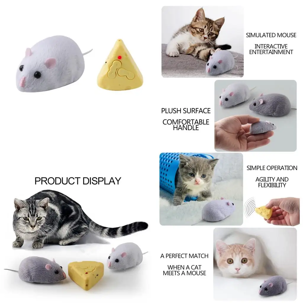 RC Wireless Rat Toy Electronic Remote Control Plush Mouse Cat / Dog