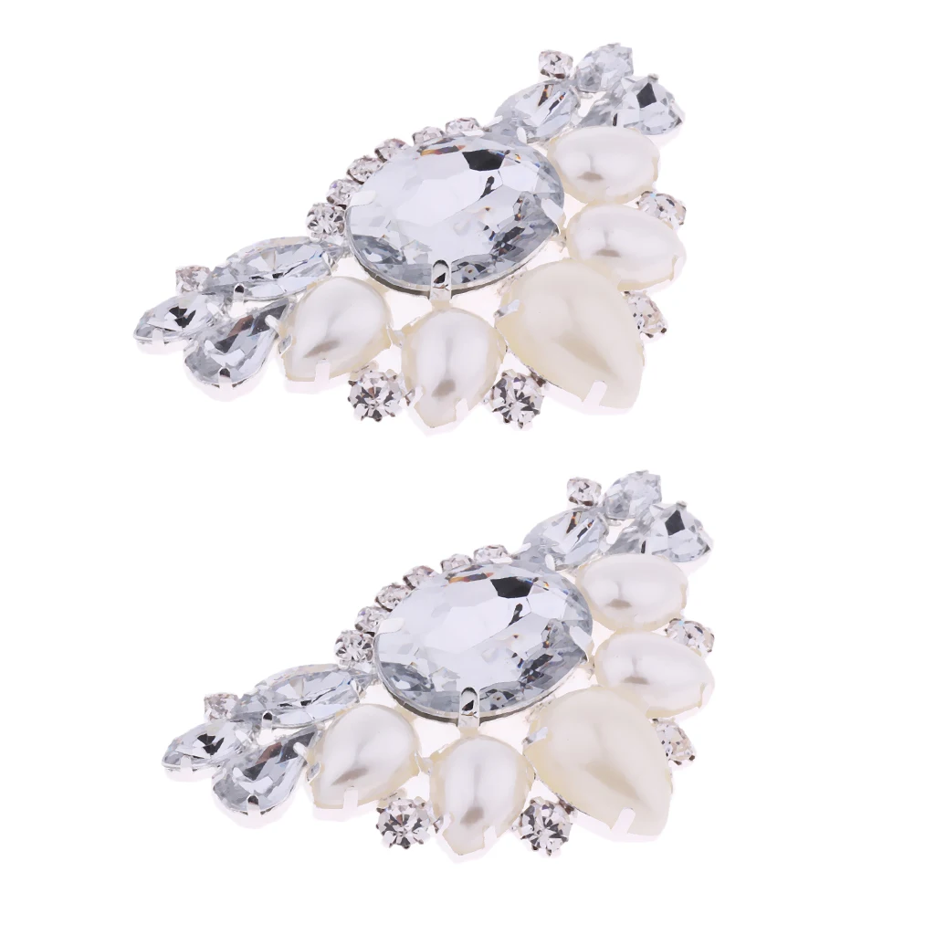 1 Pair Rhinestones DIY Decorative Triangular Shoe Clips Embellishments White