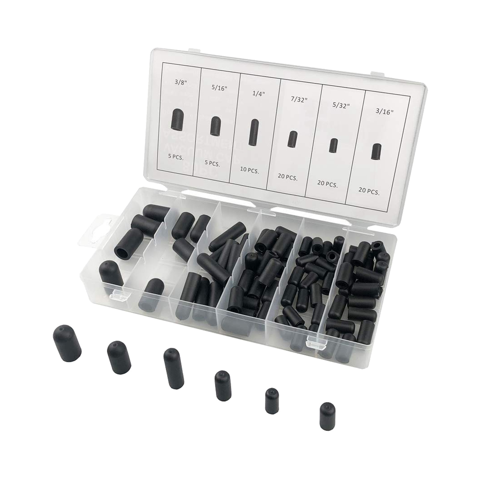 80Pcs/Set Rubber Vacuum Cap Assortment SET 5/32