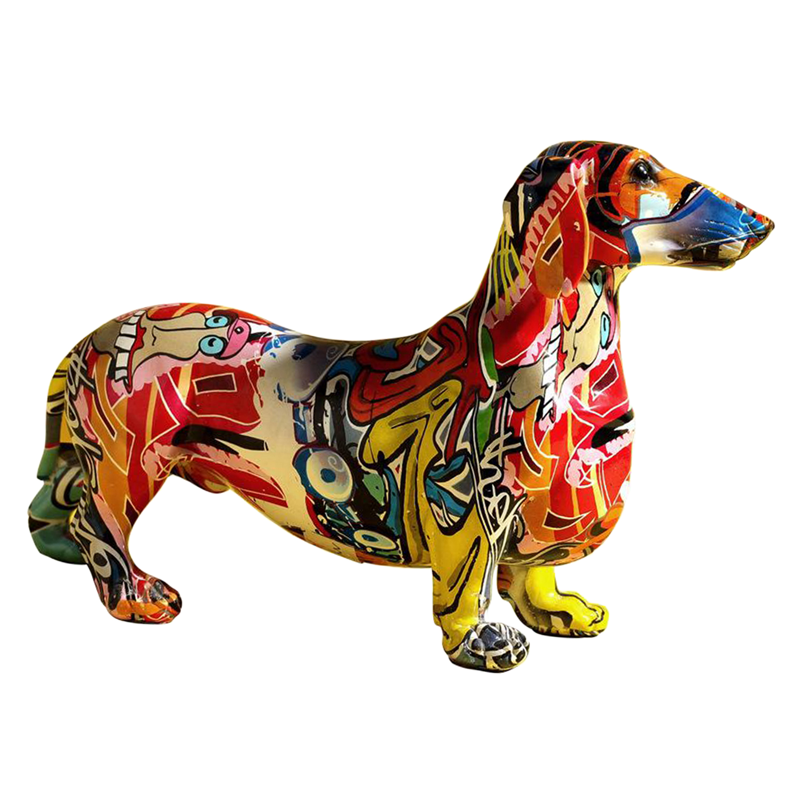 Scandinavian Paintingaffiti Dachshund Dog Sculpture Figurine Art Animal Statue