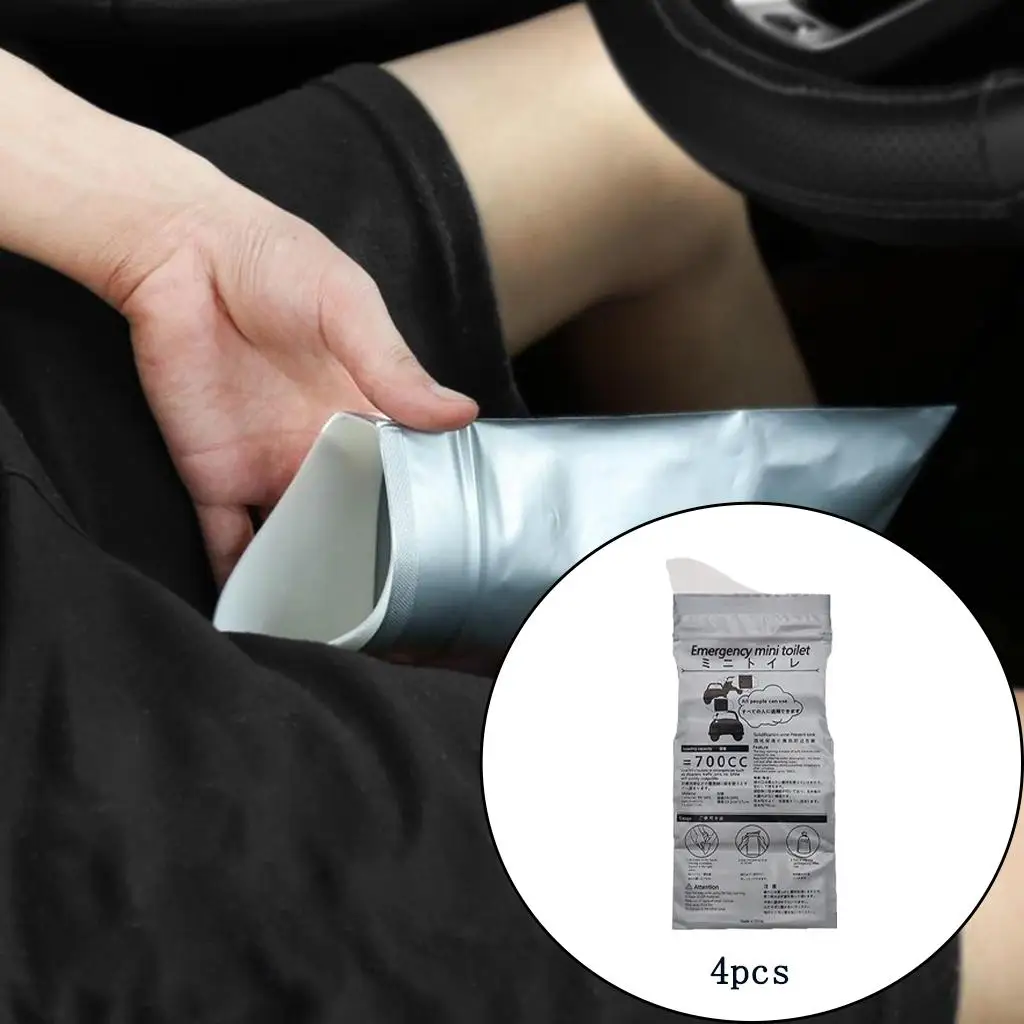 4Pieces Disposable Urine Bags Portable Leakproof Toilet Urine Bag Car Vomit Bag for Outdoor Emergency Unisex Kids