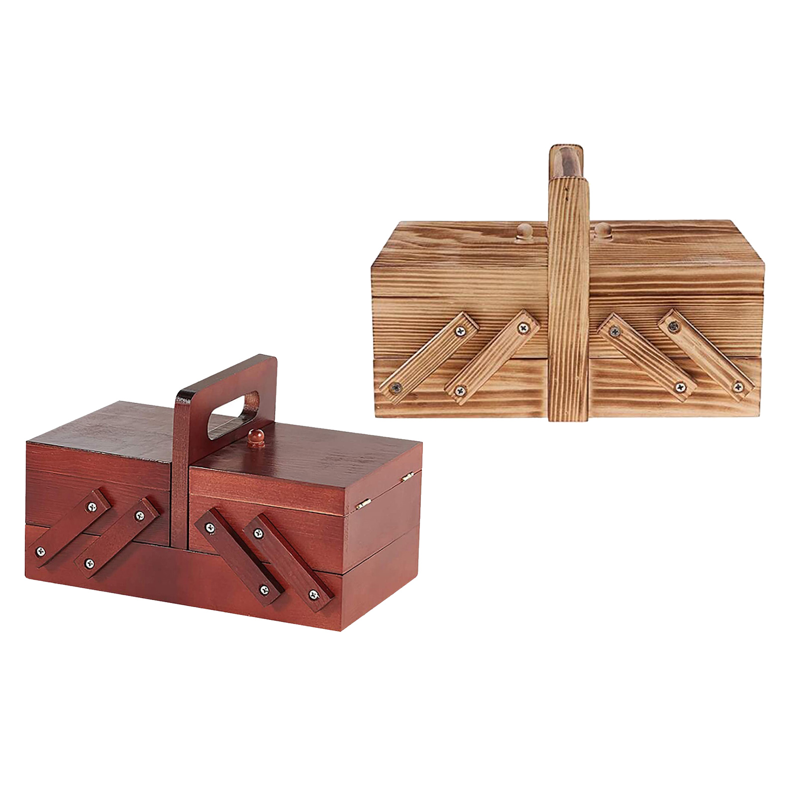 Foldable Wood Sewing Kit Box Thread Stitching Kit Home Sew Basket Household