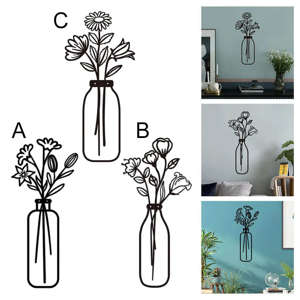 Iron Flowers Ornament Qmetalart Hanging Decorations Vase Statue Figurines Modern Home Bathroom Garden Fence Decor Gift