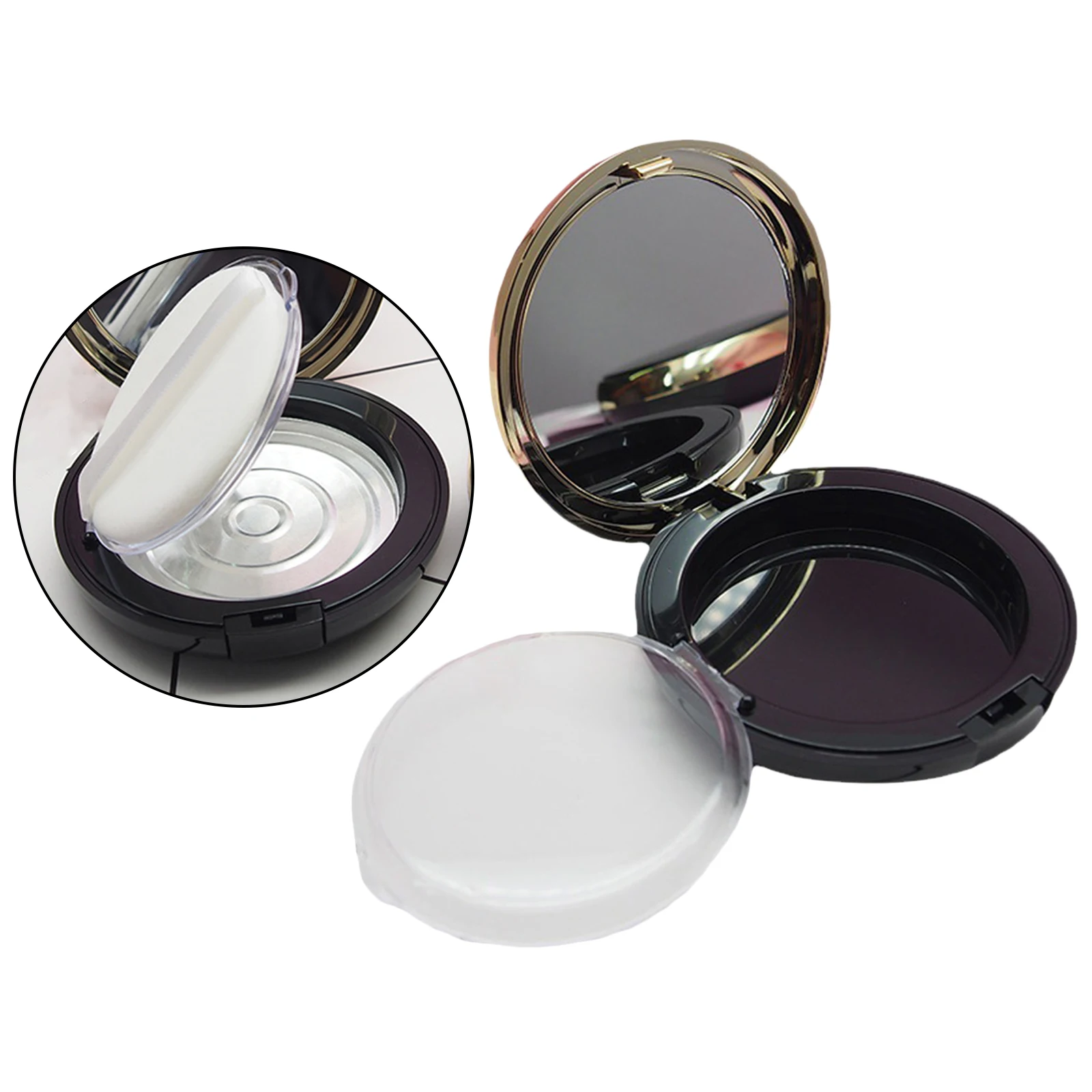 Plastic Empty Highlighter Case Holder Concealer Container with Mirror Black