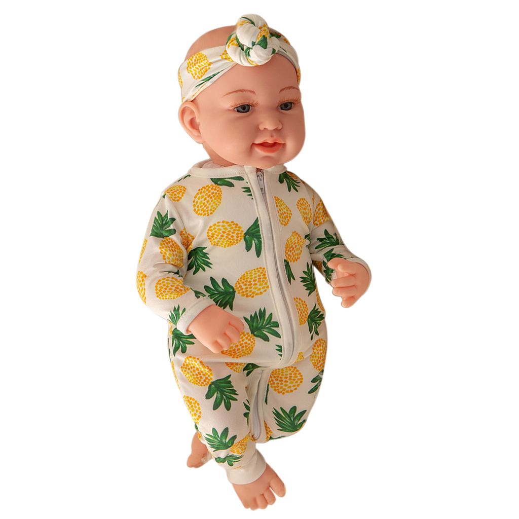 Reborn Doll 18 inch Handmade Realistic Baby Boy with Soft Vinyl Body, Including Pineapple Jumsuit