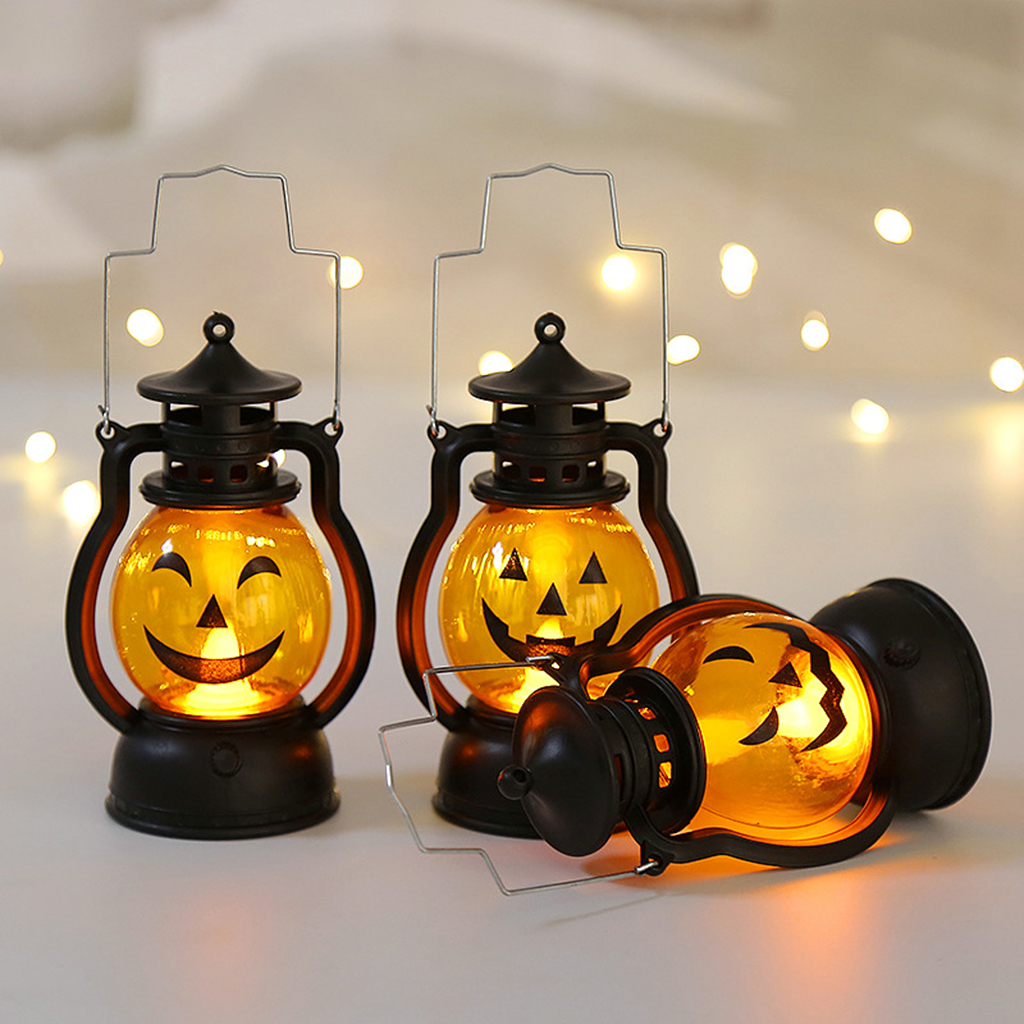 3x Halloween Decoration LED Pumpkin Battery Operated Lantern Light Lamp Decorations for Home Dining Room Bedroom Decor