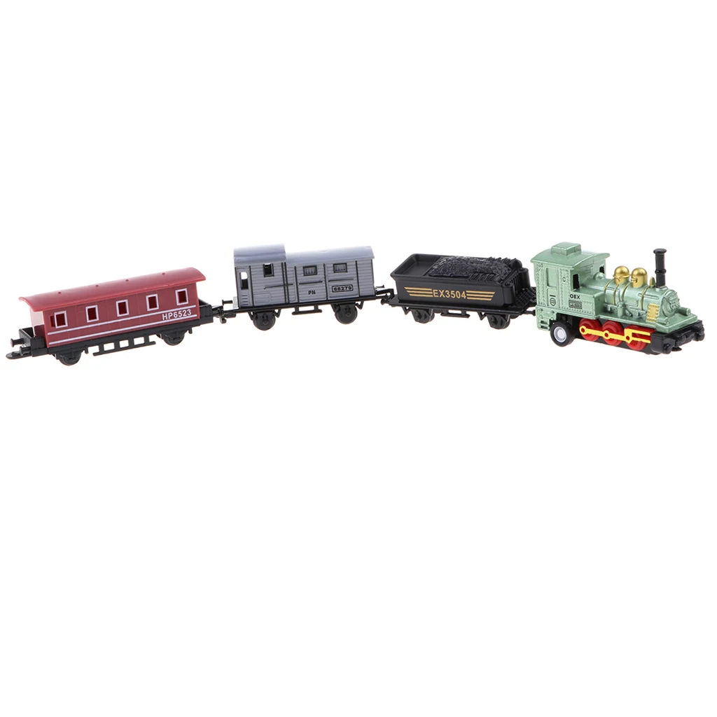 Green Vintage Steam Train Set Pull Back Locomotive Kids Toy Party Favor Gift