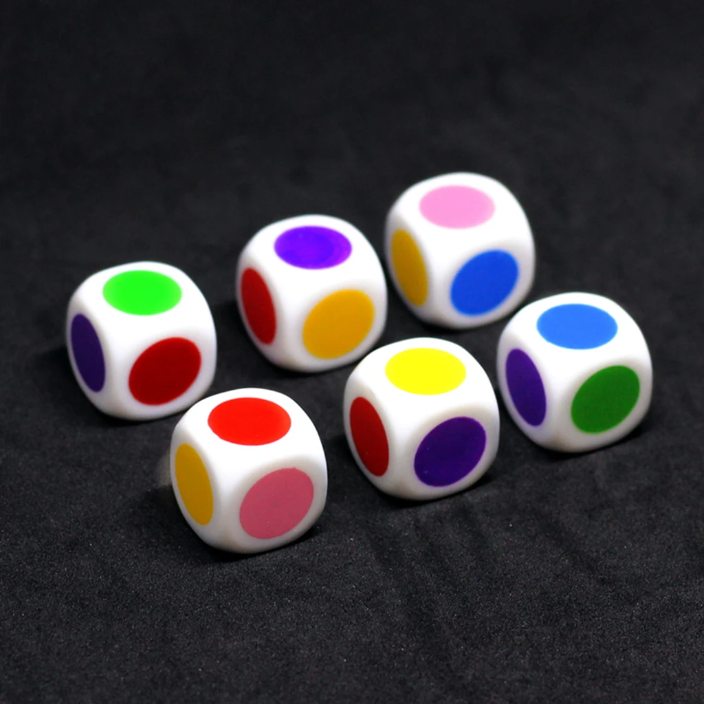 10pcs Blank Six Sided 16mm Color Dot Game Dice Set for Games Casino Gift Teaching,Board & Traditional Party Playing Games