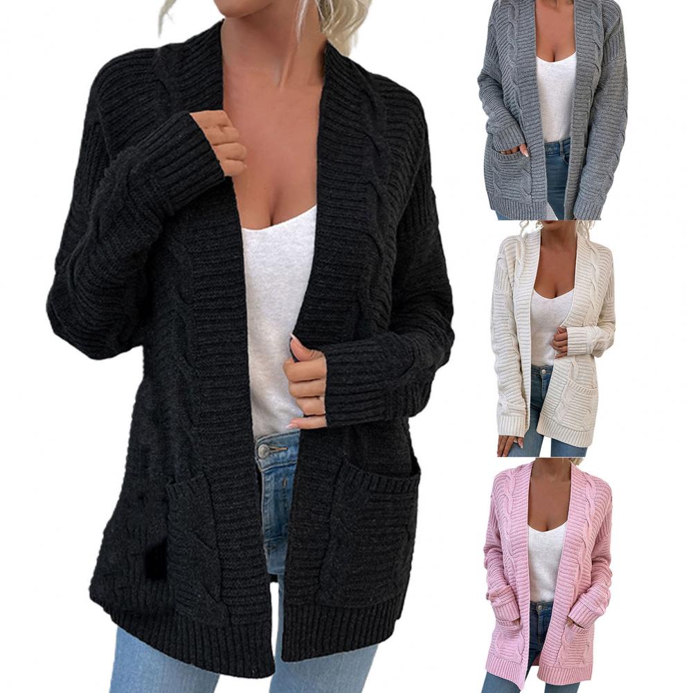 cardigan manches sulfet deux poches pour pull torsadé ouvert manteau en collection automne hiver