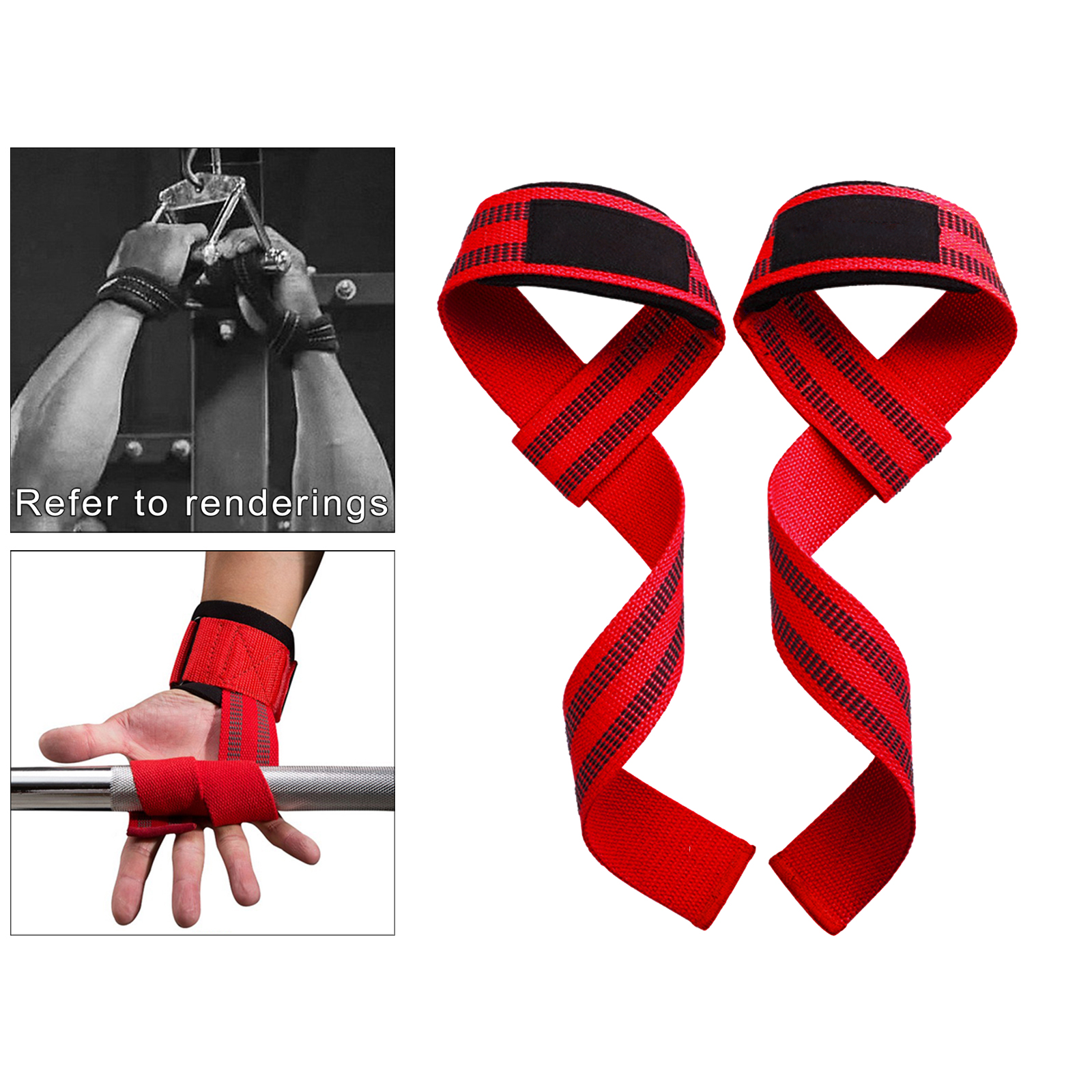 1Pair Weight Lifting Straps Solid Padded Wrist Support Wraps Powerlifting Bodybuilding Training Adjustable Unisex Equipment