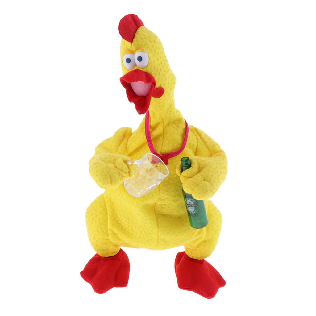 Funny Beer Drunken Chicken Electric Plush Animal Baby Toy Screaming, Singing,