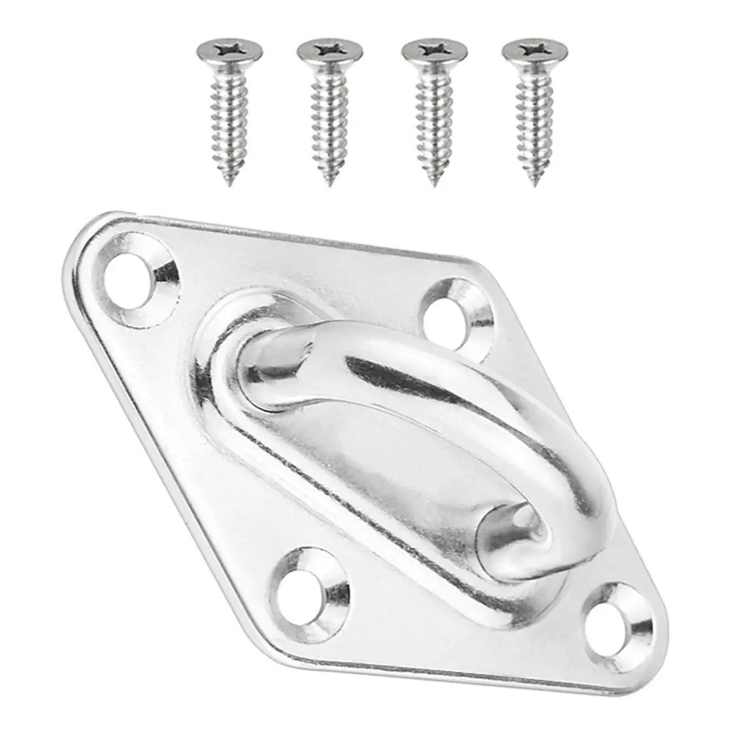 Marine Stainless Steel Boat Diamond Pad Eye Hook Plate Sail Shade Fixing with Mounting Screws