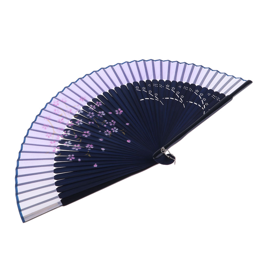 Antique Chinese Japanese Flower Silk Hand Held Fan Dance Party Costume Accessories Photo Prop