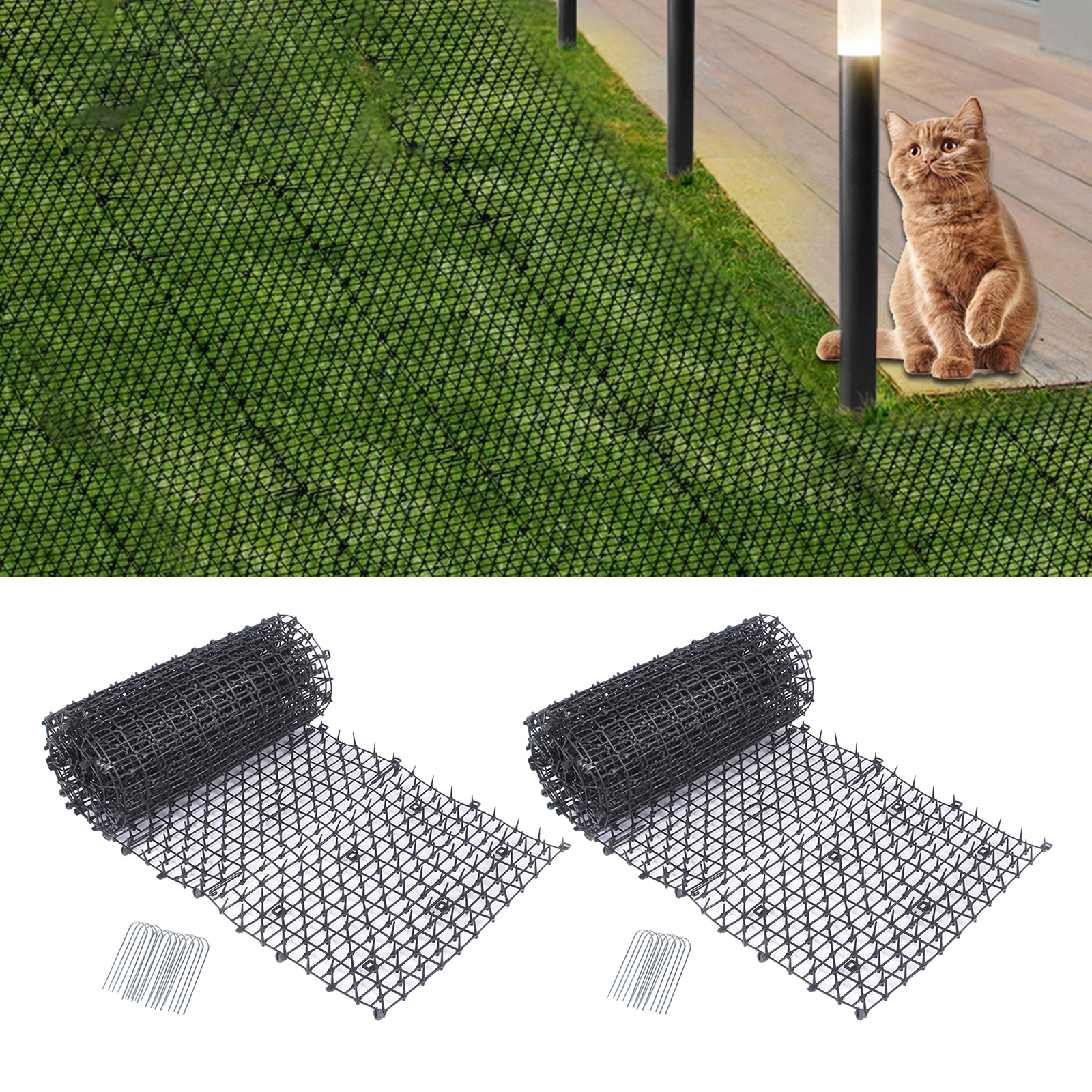 Plastic Cat Scat Mat Black Network with Spikes Garden Repellent Animal