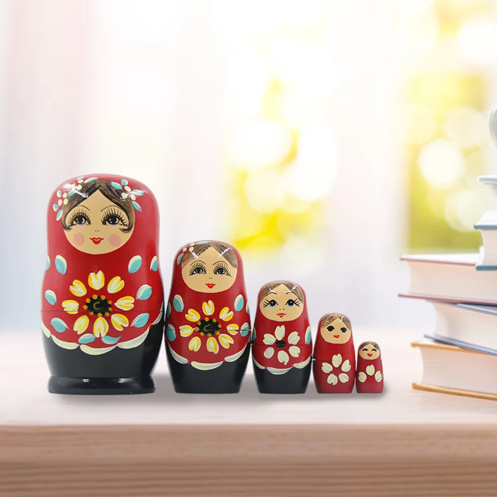 Pack of 5 Hand Painted Russian Nesting Dolls Matryoshka Nested Toy Gift Christmas Mother`s Day Home Decor Halloween