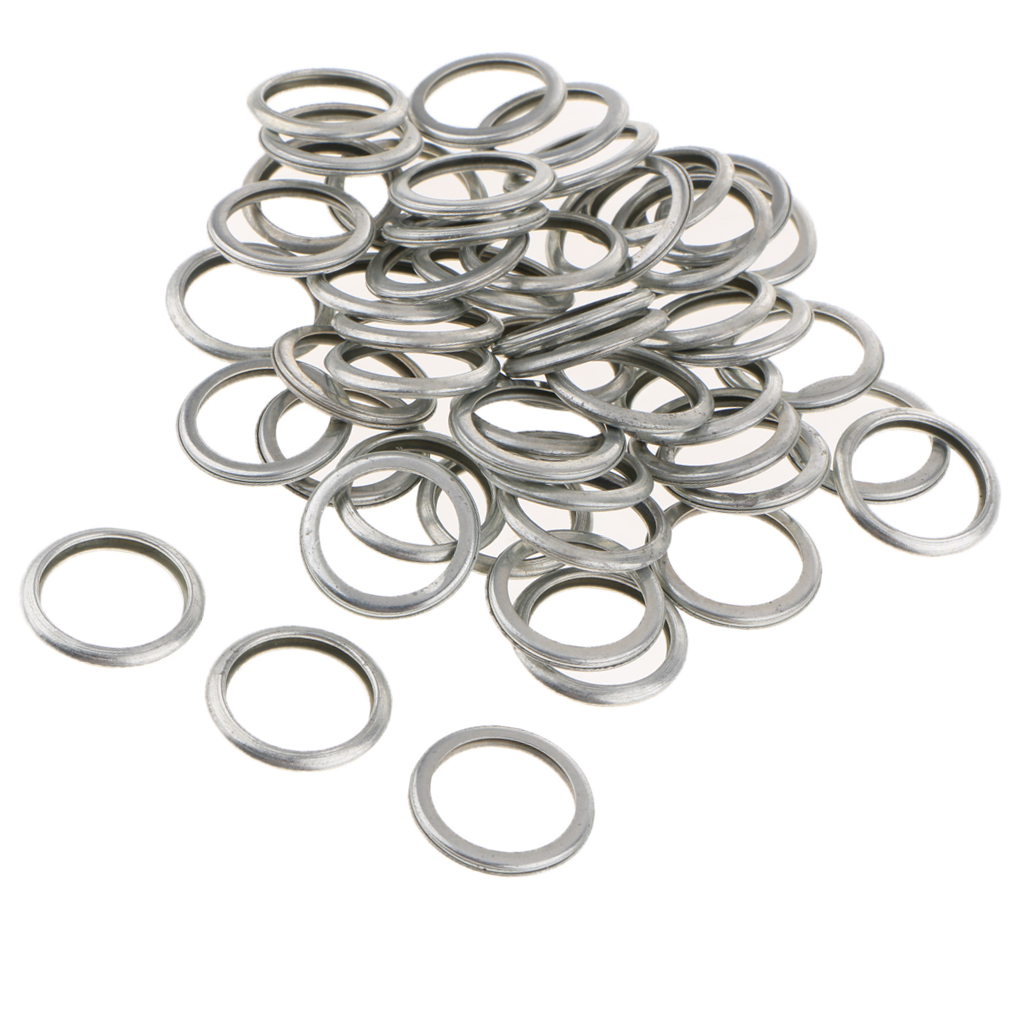 50pcs Metal Engine Oil Drain Plug Crush Washer Gasket Open Size: 16mm Screw Size: M16
