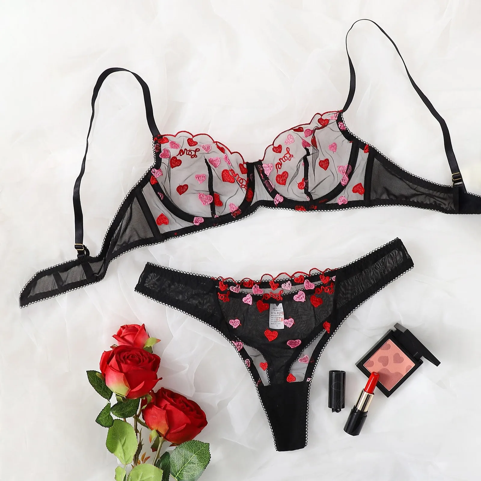 underwear set Plus Size Sexy Perspective Embroidery Women Underwear Porno Lingerie Sensual Lingerie Woman Erotic Fashion Bra Set Sexy Costumes bralette sets