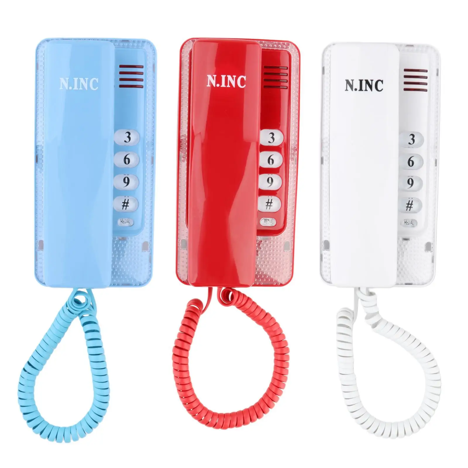 Mini Wall Phone Corded Flash One Key Redial Fashion Powered by Telephone Line Wall Mountable Landline Telephone for Office Hotel