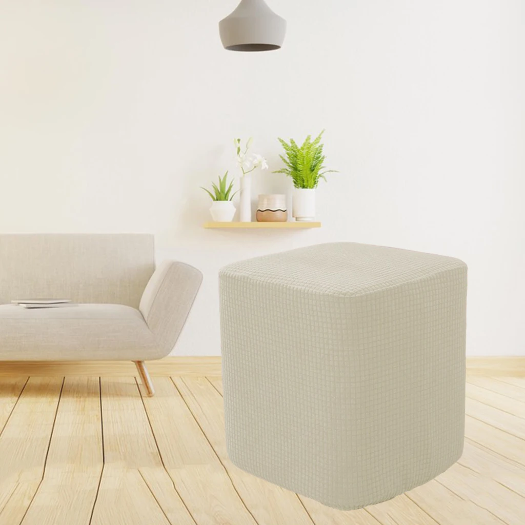 Square Storage Stool Ottoman Covers Washable Footstool Slipcover with Elastic Bottom Living Room Furniture Decoration