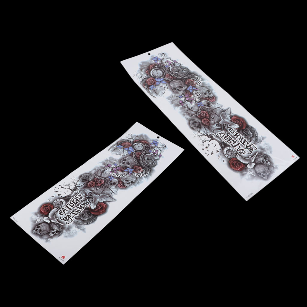 2Pcs Full Arm Waterproof Floral Arm Temporary Full Arm Tattoo