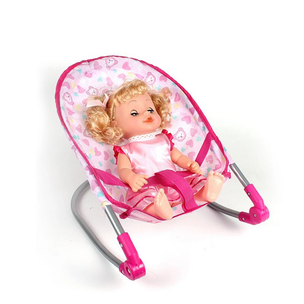 Newborn Doll Bear Printed Bouncer Rocking Chair for Mellchan Baby Dolls Playset