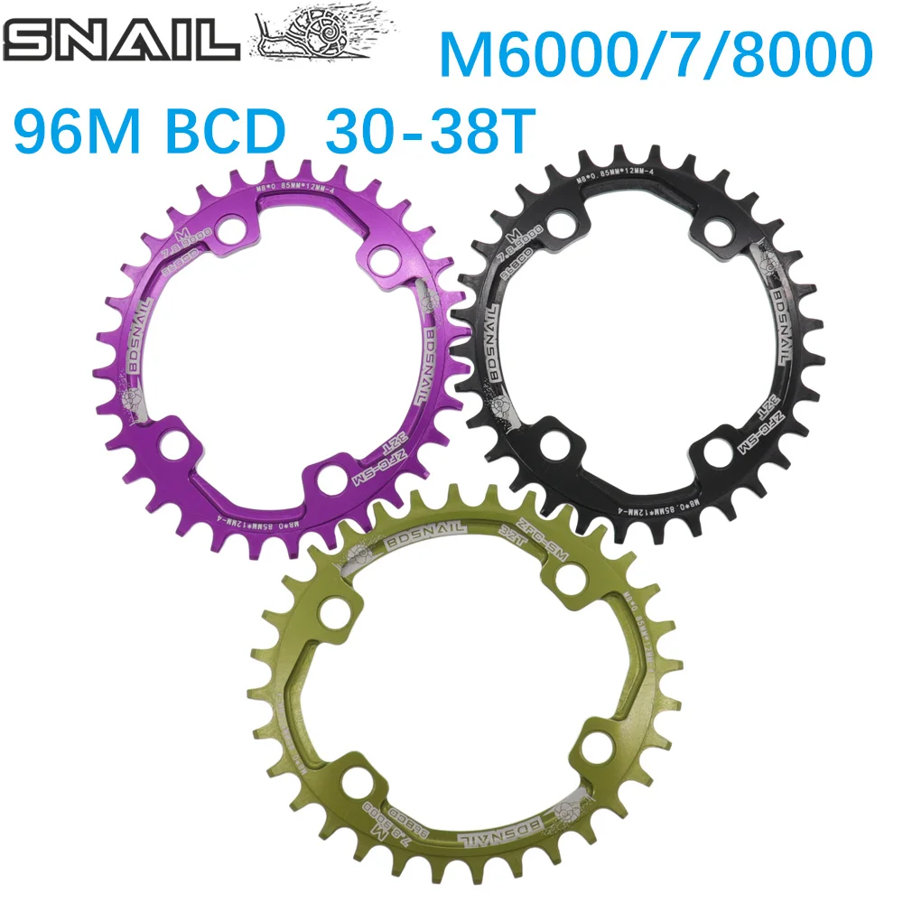 SNAIL Round 30/32/34/36/38T 96BCD Chainring MTB Bike Chain Ring M7000/8000/9000