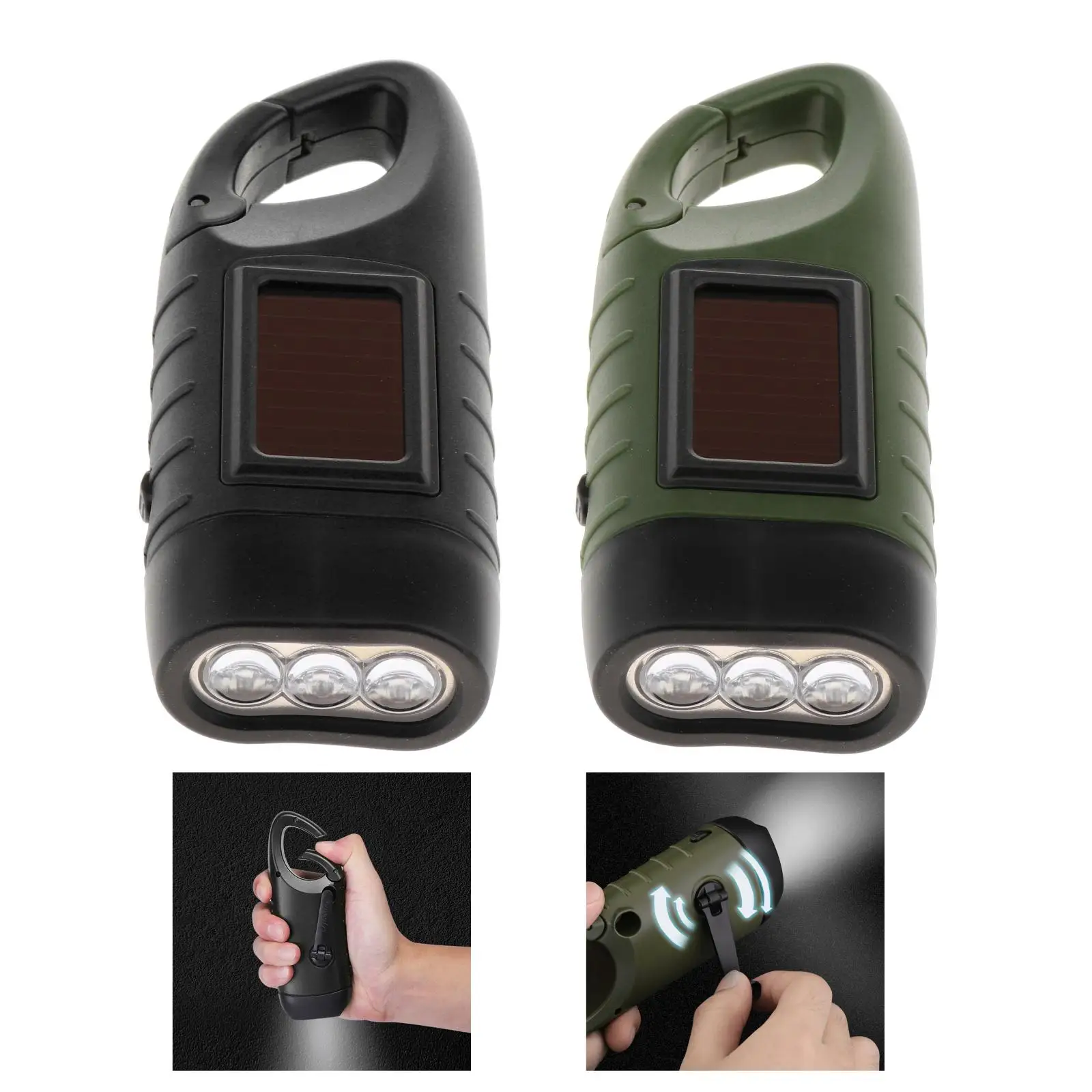Handheld LED Torch Super Bright Hand Cranking Flashlight USB Rechargeable Work Light for Camping Hiking Backpack Outdoor Sports