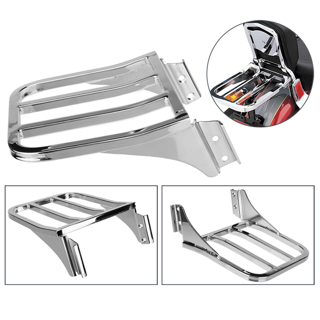 Motorcycle Sissy Bar Luggage Rack Tail Box Saddlebag Shelf Fit for