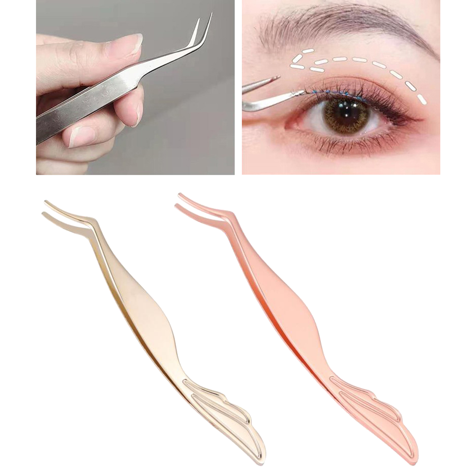 False Eyelash Tweezer Professional Stainless Steel for Makeup Artist Women Easy Lashes Application Extensions Applicator 